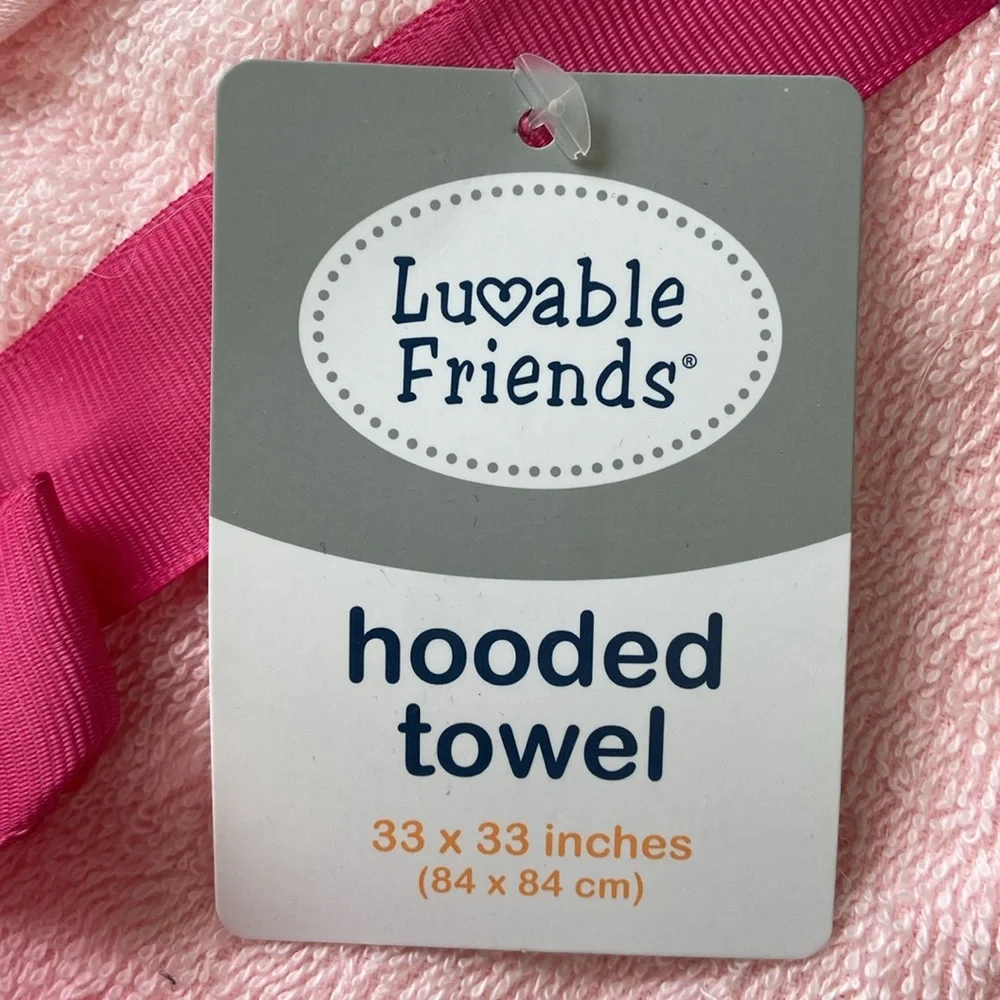 NWT Baby hooded towel Pink Unicorn Luvable Friends 33”x33” super soft cotton